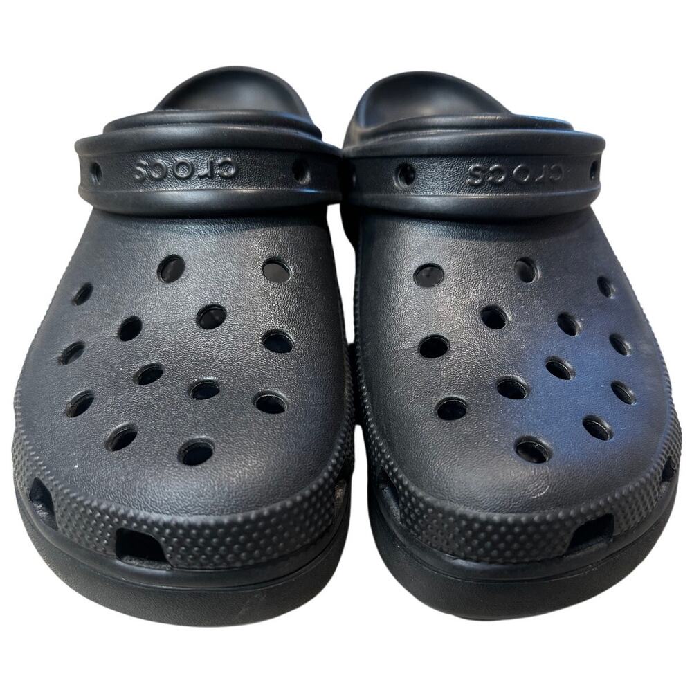 Crocs Classic Crush Platform Clogs Black Slip On Shoes W8/M6